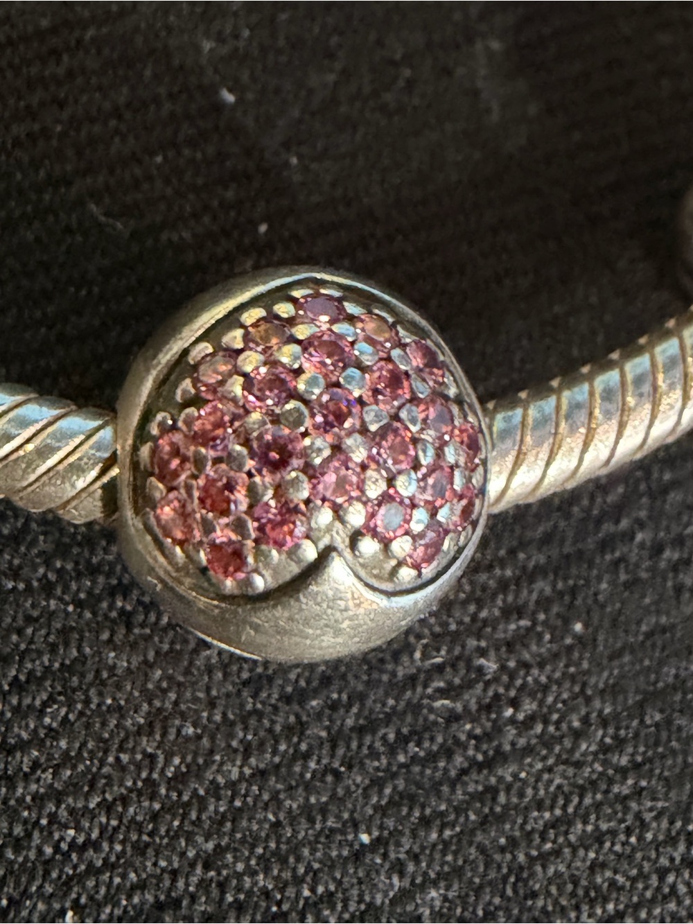 Pandora Sparkling Heart Clip With Pink CZ Retired Pandora Clip Charm